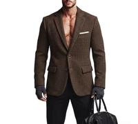 SMZhomeone Men's Plaid for Blazer for Slim Fit Business Suit Jacket Men's | Woolen style fabric, polyester material, warm texture, autumn winter season, retro look