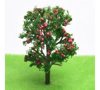 SMZhomeone Model Train Trees HO Scale Plastic Fruit Tree for Railway Scenery Diorama Models 50-65mm Height(Red 7cm)