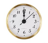 SMZhomeone Quartz Clock Insert with Roman or Arabic Numerals Gold Trim Clear Lens for DIY Wall Clock Repair Home Office Decor 70mm Plastic Metal(A)