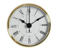 SMZhomeone Quartz Clock Insert with Roman or Arabic Numerals Gold Trim Clear Lens for DIY Wall Clock Repair Home Office Decor 70mm Plastic Metal(C)