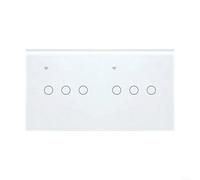 SMZhomeone Smart Touch Wall Switch 2 Gang WiFi for TUYA App Voice Control Live Wire Glass Panel for Home Lighting Automation White 157x86mm(white 6gang)
