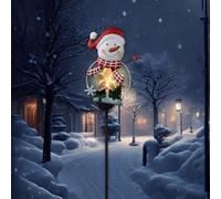 SMZhomeone Solar-Powered Santa Claus Garden Stake Light with Sturdy Iron Frame and Festive Red Hat for Outdoor Pathway or Yard Decor During Christmas Season(Iron and snow crafts)