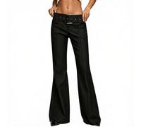 SMZhomeone Solid Color Baggy Pants Women High Waist Stretch Fit | High waisted design, wide leg , solid color, medium stretch, retro belt loops