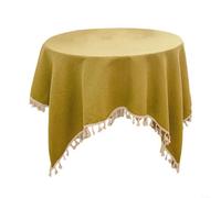 SMZhomeone Tablecloth Su Cotton And Linen Small Fresh Tablecloth 90 * 90cm Linen Tablecloth For A Chic Dining Experience For Family Dinners, Parties, And Gatherings(Yellow and Green)