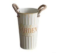 SMZhomeone Vintage Iron Flower Vase Nordic Style Handmade Rust-Resistant Decorative Container, Retro White Finish, 25-40Cm, For Home, Hotel And Floor Floral Arrangement(30 Cm)