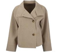 SMZhomeone Women Stand Collar Cropped Jacket for Commuting with Single Breasted Closure Casual Street Outerwear Long Sleeve Coat Suitable for Spring and Autumn (S Khaki)