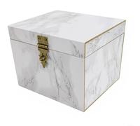 SMZhomeone Wooden Jewelry Box with Lid Marble Wood Grain Finish Secure Storage for Trinkets Keepsakes Decorative Organizer White 14x12x105cm