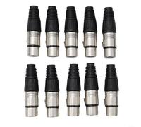 SMZhomeone XLR For DMX 3 Pin Female Connector Set 10pcs for Microphone Snake Audio Cable, Brass Contact for Noise Shielding and Reliable Signal Transmission (Silver)