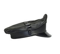 SN Black Genuine Leather Peaked Biker Muir Army Gay Cap Hat