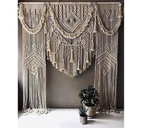 SN HANDICRAFTS Handmade Macrame Large Curtain Bohemian Boho Decoration Backdrop Wedding Wall Hanging W 75 x 85 Inch, Natural