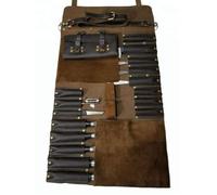 SN Leather Knife Roll, Chef Knife Roll, Knife Case,Knives Roll Holder, (Brown)