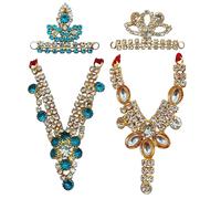 Snabs Jarkan Mala with Mukut for God Idol, Beautiful Garland Haar Mala for MATA Rani, Radha Ji, Kanha Ji, God/Bhagwan Idols, Statue, Sky Blue Crystal, Set of 2