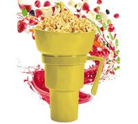 Snack and Beverage Cup - 32oz Large Capacity, Dual-Use Leak-Proof Lid, 900ml Reusable Travel Mug, Portable Saucer Bowl Combination | -in- Drink Container, for Cinema Stadium School Camping Beach