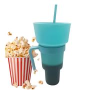Snack and Drink Combo Cup, 32oz Stadium Tumbler with Snack Bowl 2 En 1 Drink Cup, Popcorn Bowl for Popcorn, Candy, Chips and Other Snacks, Drinks Container with Straw, Movies, Sports Watching