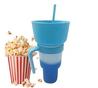 Snack and Drink Combo Cup, 32oz Stadium Tumbler with Snack Bowl 2 En 1 Drink Cup, Popcorn Bowl for Popcorn, Candy, Chips and Other Snacks, Drinks Container with Straw, Movies, Sports Watching