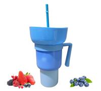 Snack and Drink Cup 2 in 1 Drink Food Bowl Combo Cup with Straw, Snack Bowl 32oz Drink Cups with Snack Bowl, Reusable Popcorn Cups with Handle for Snack (#15)
