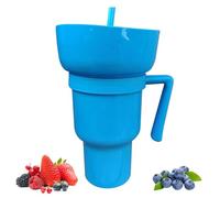 Snack and Drink Cup 2 in 1 Drink Food Bowl Combo Cup with Straw, Snack Bowl 32oz Drink Cups with Snack Bowl, Reusable Popcorn Cups with Handle for Snack (#11)
