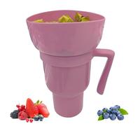 Snack and Drink Cup 2 in 1 Drink Food Bowl Combo Cup with Straw, Snack Bowl 32oz Drink Cups with Snack Bowl, Reusable Popcorn Cups with Handle for Snack (#10)