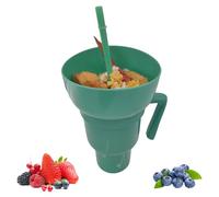 Snack and Drink Cup 2 in 1 Drink Food Bowl Combo Cup with Straw, Snack Bowl 32oz Drink Cups with Snack Bowl, Reusable Popcorn Cups with Handle for Snack (#06)