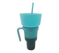 Snack and Drink Cup 2 in 1, Snack and Drink Combo Cup, Cups Bowl Combo with Straw, Novel Popcorn Bowl, Reusable Water Bottle Tumbler for Birthday, Sports Events, Travel, Vacation