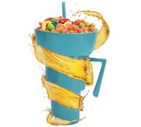 Snack And Drink Cup - 900ml Large Capacity Beverage Food Container 2 In 1 Cup Bowl Combo | Leakproof Stadium Tumbler Snack Bowl For Travel Milk Tea Juice Candy Chips Popcorn Fruit School Camping Beach