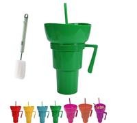 Snack and Drink Cup Combo, Drink Snack Cup Combo Tumbler, 2 in 1 DrinkCup with Snack Bowl on Top for Journey, Cinema, Home (Green)