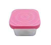 Snack Bento Box, Premium Stainless Steel Snack Container, Small Lunch Box with Silicone Lid for Children, Reusable Portable Leak-Proof Food Lunch Boxes (Pink)