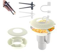 Snack Bowl for Stanley Cup Set, Silicone Snack Tray with Lid, straw cover & Finger Chopsticks, 4 Compartments Reusable Top Ring Platter for Stanley 40oz fits Candy Popcorn Car Movie Theater(White)