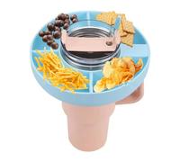 Snack Bowl for Stanley Cup, Tumbler Snack Tray Compatible with Stanley Cup 40 oz with Handle, Reusable Snack Storage Top Ring Candy Tray with 4 Compartments for Stanley Cup Accessories (Blue)