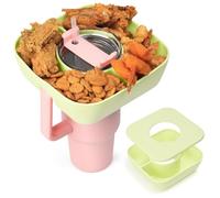 Snack Bowl for Stanley Cup with Cover, Reusable Snack Tray Compatible with Stanley 40 oz Tumbler with Handle, Silicone Snack Holder for Stanley Cup, Candy Tray Nuts Platter Containers Box (White)