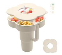 Snack Bowl with Lid for Stanley 30 oz Tumbler with Handle, Silicone Snack Tray Snack Ring for Stanley Cup Accessories, Suitable for Car Cup Holder or Outdoor, Cream