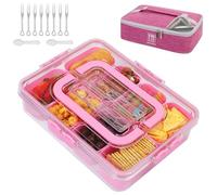 Snack Box Container, 8 Compartments, with Insulated Cooling Bag，Pink