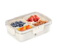 Snack Box Container, Clear Divided Snack Tray with Lid, Airtight Portable Snackle Box Container, Divided Serving Tray for Charcuterie, Fruit, Veggie (4 Compartments)