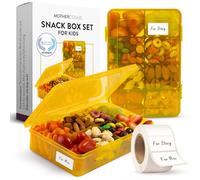 Snack Box Containers Set of 2-Reusable,100 Dissolvable Labels, 8 Adjustable Compartments, Dishwasher Safe, BPA-Free, Meal Prep Container, PARENT TESTED PARENT APPROVED AWARD (2 Pack) (Marigold)