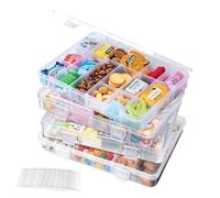 Snack Box with Compartments, 4PCS Snackle Box Tray with 18 Removable Grids for Craft Beads Screws Nuts Candies