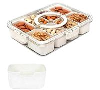 Snack Box With Compartments Food Storage Box With Tray, Lid and Handle,Reusable Snackle Box With 8 Removable Compartments For, Nuts,Fruits,Candy - Vegetables,BPA-Free Travel Friendly Food Containers