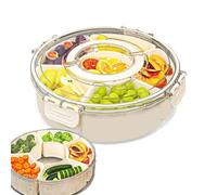 Snack Containers Round, Rotatable Food Box, Removable Compartments Tray, Compact Kitchen Accessory, Size 22 x 10 cm, for Home Pantry Fridge Fruit Cookie Candy Chocolate Routine Setup Care Utility