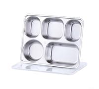 Snack Containers with 3 4 5 Compartments Made of Stainless Steel, Lunch Boxes with Clear Lids to Keep Snacks Separate and Fresh, Stackable Design (5Compartments)
