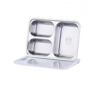 Snack Containers with 3 4 5 Compartments Made of Stainless Steel, Lunch Boxes with Clear Lids to Keep Snacks Separate and Fresh, Stackable Design (3 Compartments)