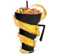 Snack Drink Cup | Beverage Cup with Snack Bowl on Top,Beverage Food Container for Travel Milk Tea Juice Candy Chips Popcorn Fruit School Camping Beach