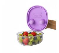 Snack Finger Container 2-in-1 No-Mess Snack Container, No Mess Snack Box,with Built in Silicone Finger Cover and Leak Proof Seal, for Dry Nuts Small Treats Travel School Work (Purple)