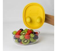 Snack Finger Container 2-in-1 No-Mess Snack Container, No Mess Snack Box,with Built in Silicone Finger Cover and Leak Proof Seal, for Dry Nuts Small Treats Travel School Work (Yellow)