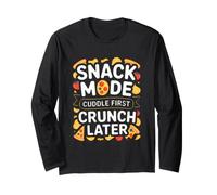 Snack Mode: Cuddle First, Crunch Later. Cute Pizza Long Sleeve T-Shirt