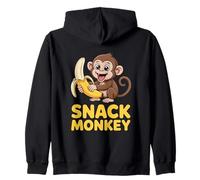 Snack Monkey Cute Banana Cartoon Happy Monkey Zip Hoodie