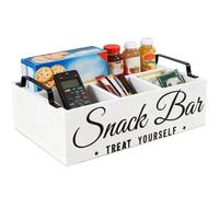 Snack Organizer for Countertop, Wood Pantry Storage Bins with Handles, Snack Bar Organizer With 4 Compartment for Pantry Shelf, Food Container Box, Kitchen Storage Organizer for Nut,Chips,Beverage
