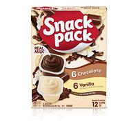 Snack Pack Chocolate and Vanilla Pudding Cups Family Pack, Lunchbox Snack, 12 Count (Pack of 1)
