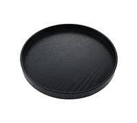 Snack Plate Round Salad Bowl Platter for Coffee Table Chinese Style Traditional Wooden Storage Trays(M,Black)