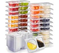 Snack Pots, 20Pcs Reusable Snack Containers, Snack Box With Compartments, Snack Pots with Lids, Meal Prep Containers, Double Compartment Snacks Container for On-the-Go Meals Travel Camping Essentials
