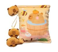 Snack Pouch - Capybara Animal Plush Snack Bag - 4 Small Dolls Included Soft Keychain Pendant for Travel School Picnic Jelly Chocolate Fudge Candy Chips