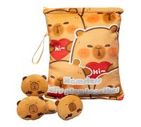 Snack Pouch - Plush Capybara Snack Bag | 4 Small Dolls Attached Keychain Pillow for Boys Girls Women Students Preschoolers School Travel Picnic